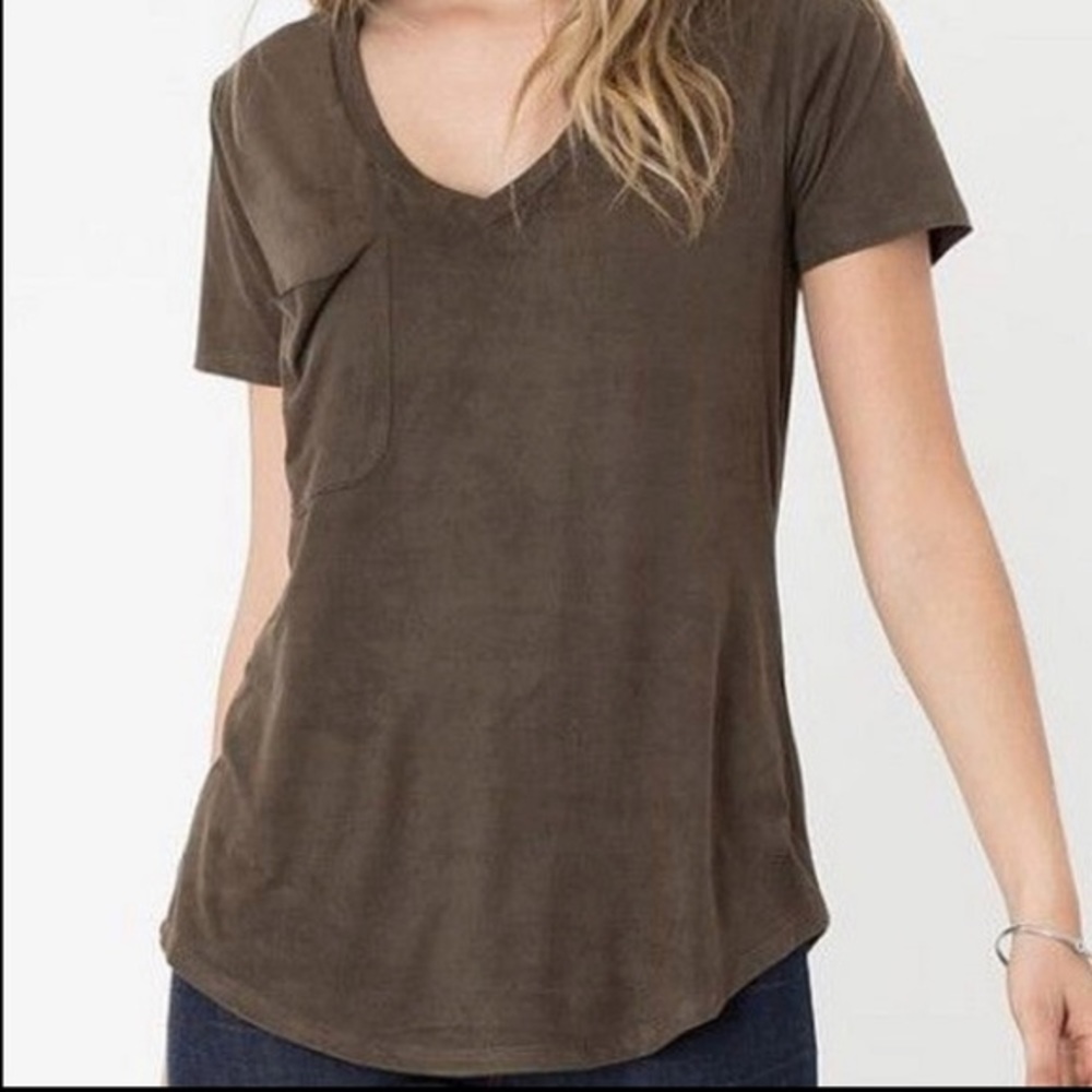 Z Supply Army Green Suede T-shirt